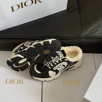 Dior 25 Chrono Sneakers Black Cream Mesh Suede Calfskin 531388