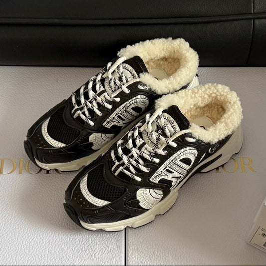 Dior 25 Chrono Sneakers Black Cream Mesh Suede Calfskin 531388