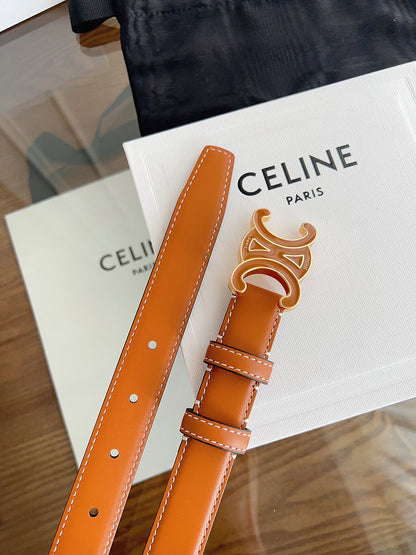 CELINE 26S BELT 25 MM IN BROWN CALFSKIN 669838