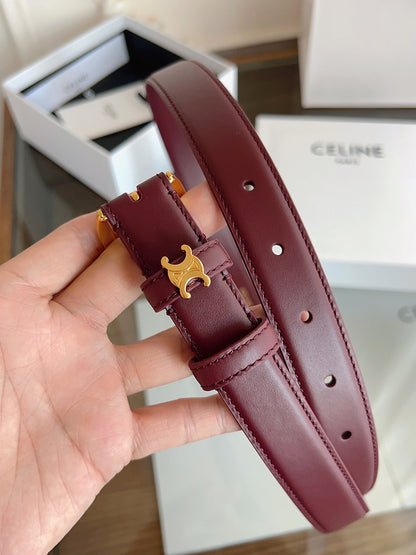 CELINE 26S BELT 25 MM IN DARK RED CALFSKIN 669843