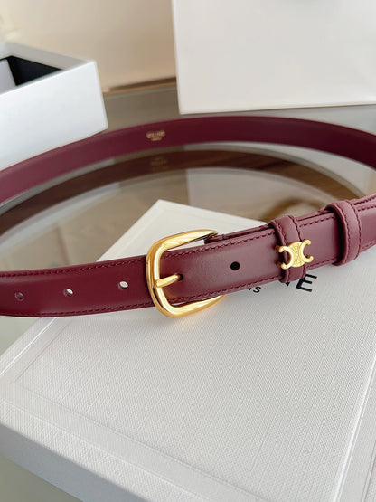 CELINE 26S BELT 25 MM IN DARK RED CALFSKIN 669843