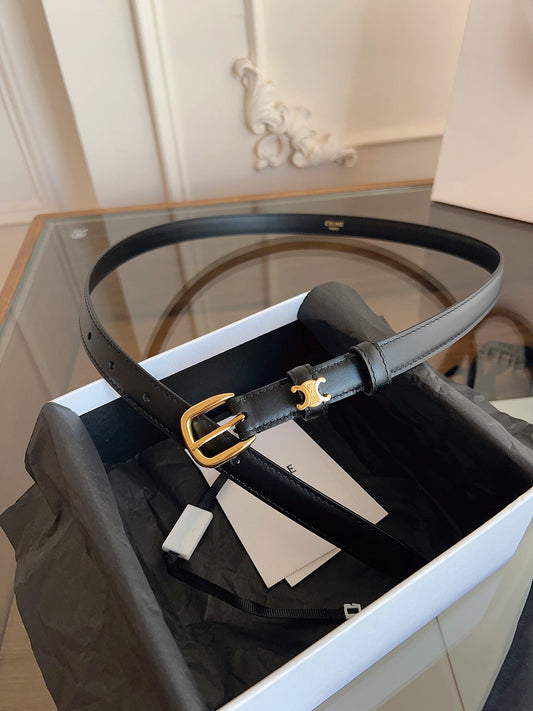 CELINE 26S BELT 18 MM IN BLACK CALFSKIN 658526
