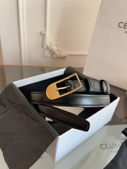CELINE 26S BELT 18 MM IN BLACK CALFSKIN 658531