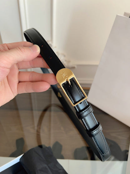 CELINE 26S BELT 18 MM IN BLACK CALFSKIN 658531