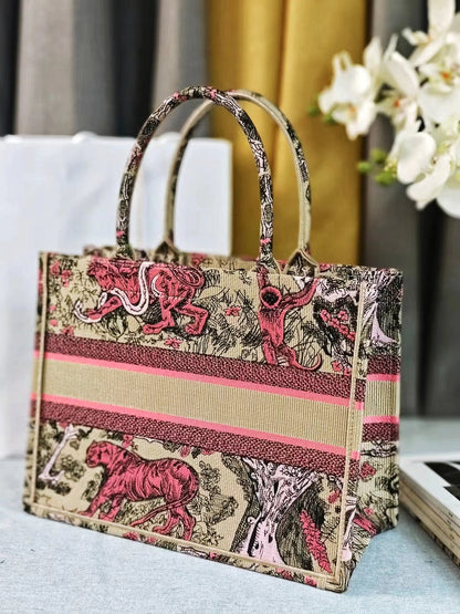 medium dioriviera 36 pink beige tiger embroidery canvas