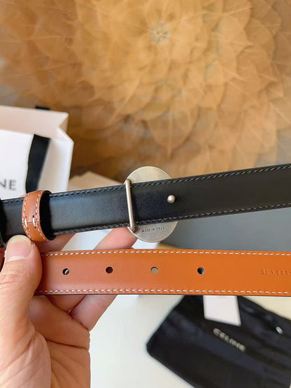 CELINE 26S BELT 25 MM IN BROWN CALFSKIN 672300