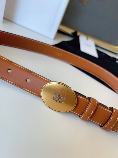 CELINE 26S BELT 25 MM IN BROWN CALFSKIN 672303