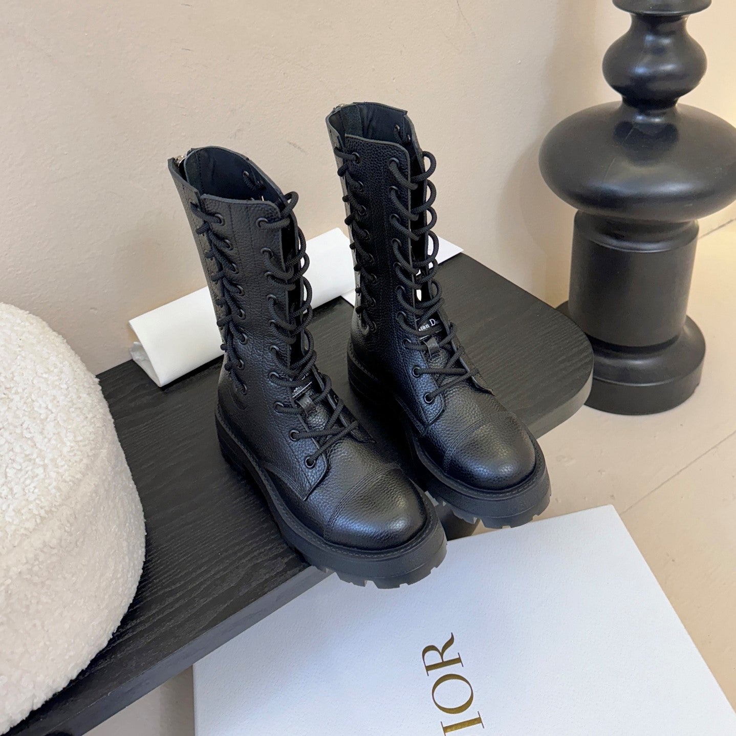 CD D-Road Ankle Boot Black Grained Calfskin 530616
