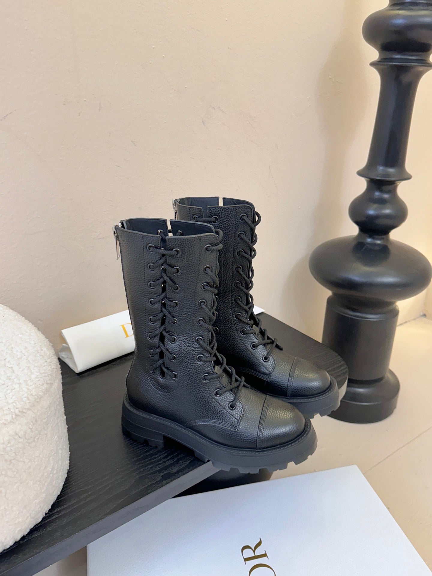 CD D-Road Ankle Boot Black Grained Calfskin 530616