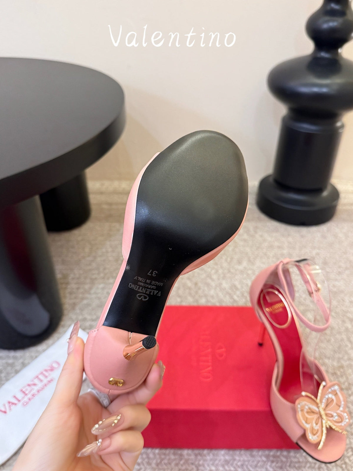 VT 26s Flutterby Kidskin Sandal 10.5cm Light Pink Sheepskin 104733