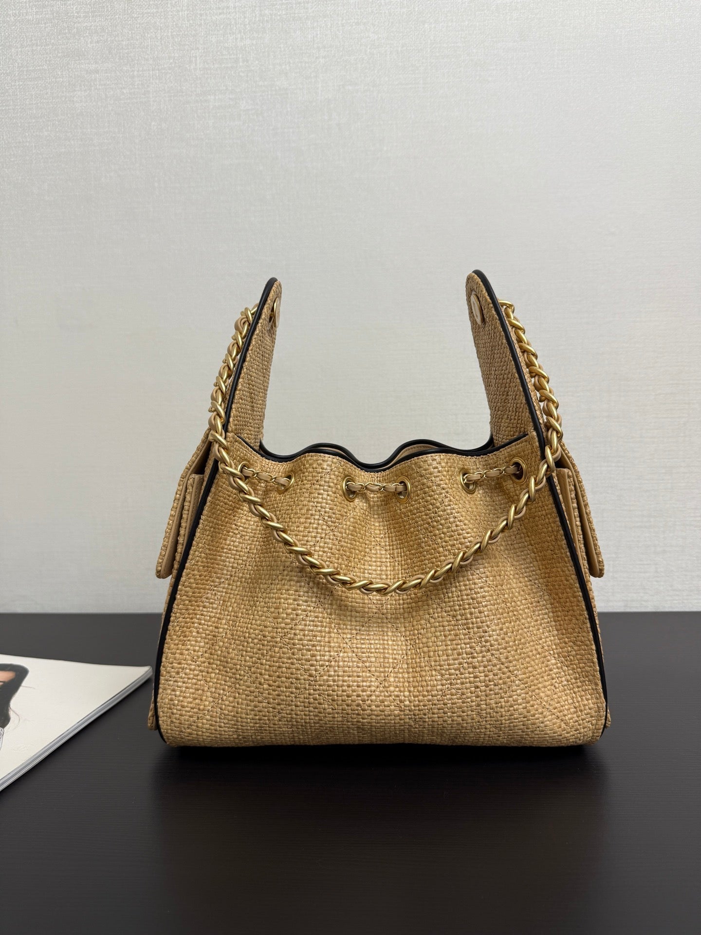 Chanel 2026 Hobo Bag 22cm Apricot Woven Leather