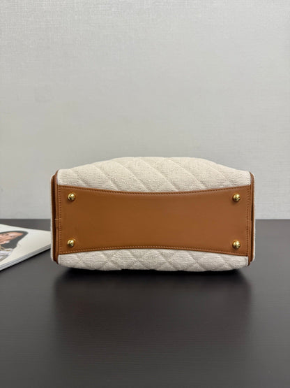 Chanel 2026 Hobo Bag Cream Brown Canvas Leather