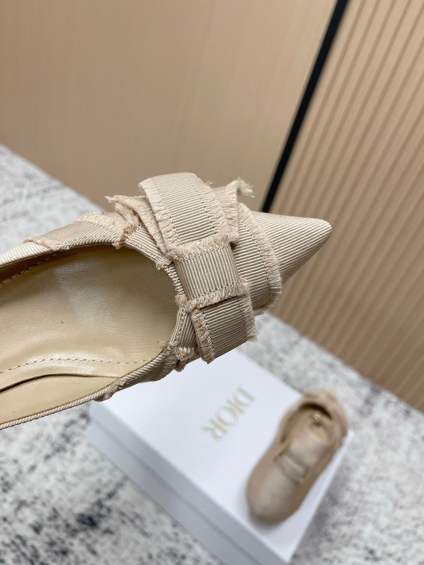 CD 26s Pump 40 Beige Canvas Pearl Hardware 643493