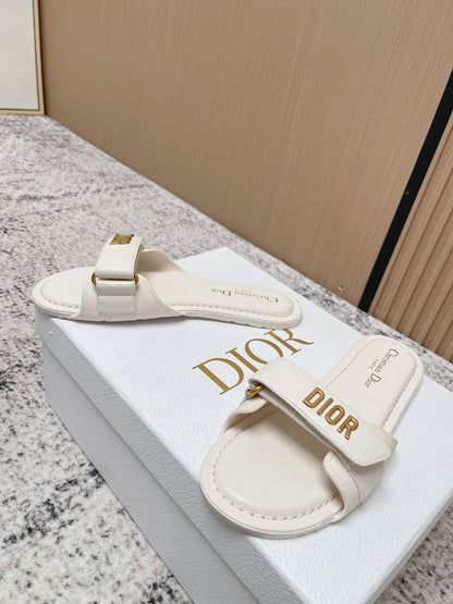 CD Dioriviera Dioract Slides White Cowhide 752400