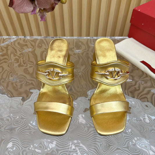 High Heel 70 Sandal The Bold Edition Vlogo Square Toe Gold