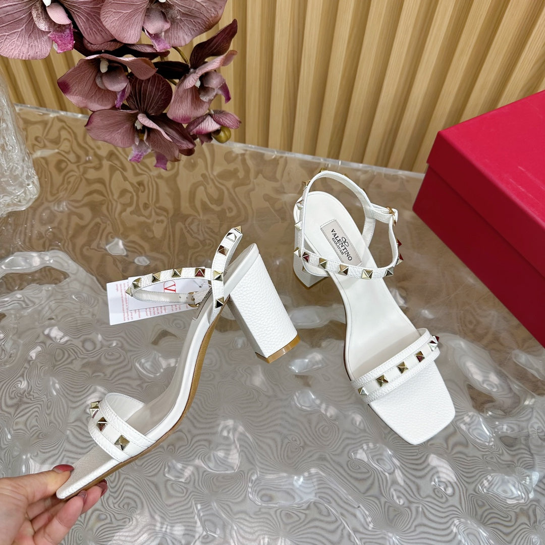 High Sandal 86mm In White Cowhide 102066
