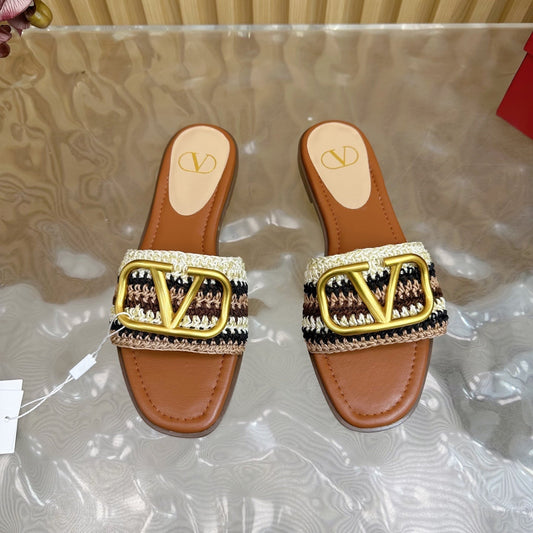 VT 25 Bohemian Slippers Brown Knitted Sheepskin 325189