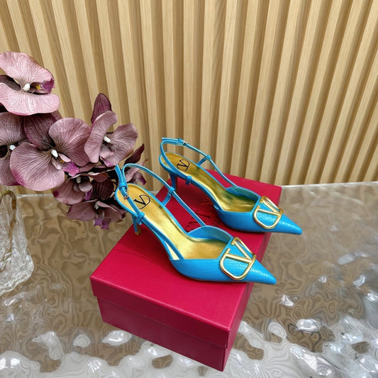 VT 25 Slingback Cerulean Blue Snakeskin Leather 325192