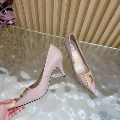 CD Buckle High-Heeled Elegant Shoes 85mm Dusty Rose Cowhide 537718