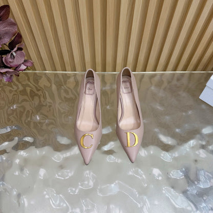 CD Buckle High-Heeled Elegant Shoes 85mm Dusty Rose Cowhide 537718