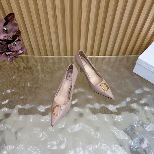 CD Buckle High-Heeled Elegant Shoes 85mm Dusty Rose Cowhide 537718