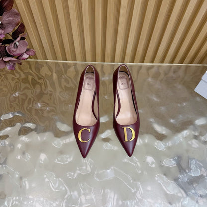 CD Buckle High-Heeled Elegant Shoes 85mm Burgundy Cowhide 537720