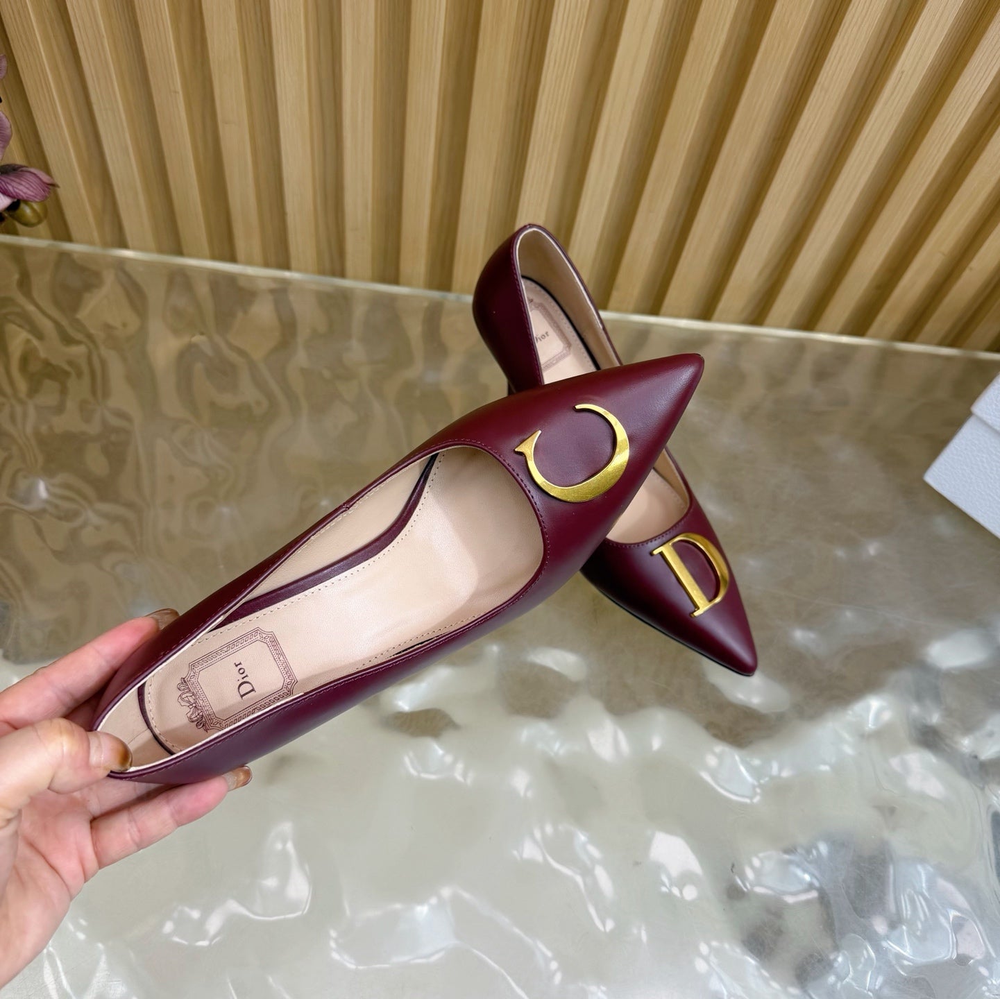 CD Buckle High-Heeled Elegant Shoes 85mm Burgundy Cowhide 537720
