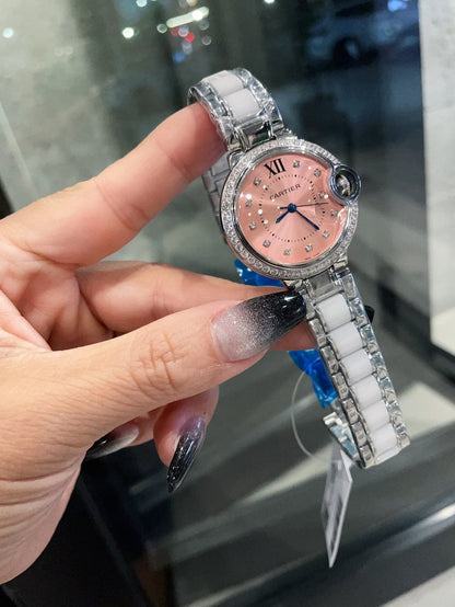 Cartier Men's Bleu Balloon 33mm Silver Pink Dial