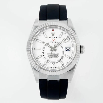 Rolex Sky-Dweller 42mm Stainless Steel Case White Dial Rubber Strap