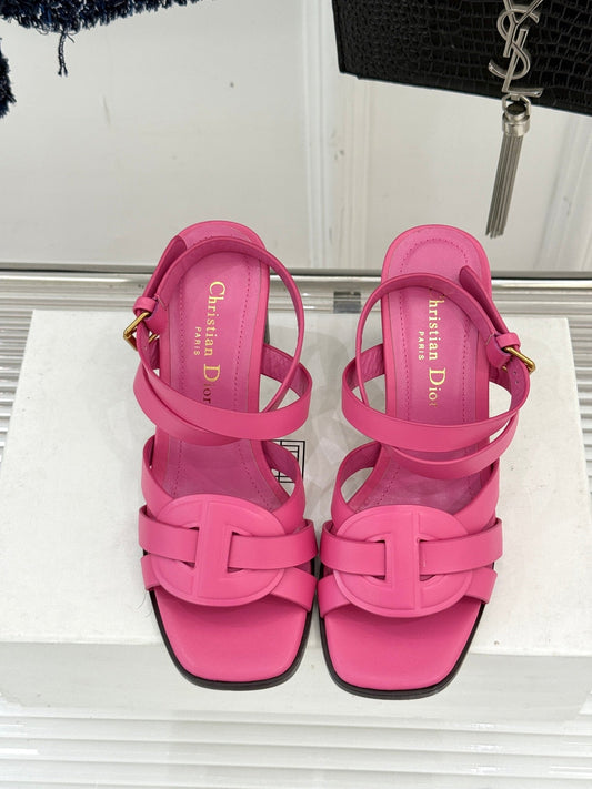 CD D-Club Heeled Sandal 80mm Pink Calfskin 473832
