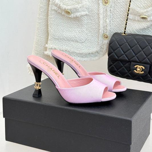 CC 26s Open-Toe Mule Sandals Pink Satin 936840