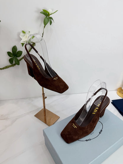 PRA 26SS Slingback 85 Dark Brown Suede 592366
