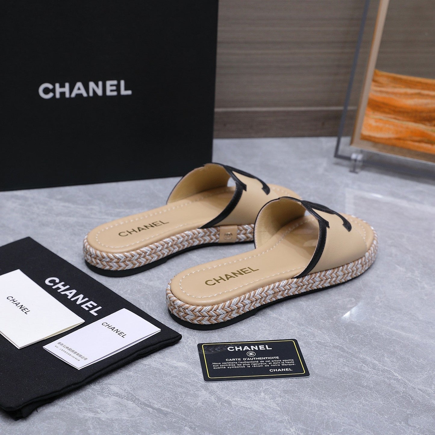 Chanel 2026 Slippers Beige Sheepskin 758401