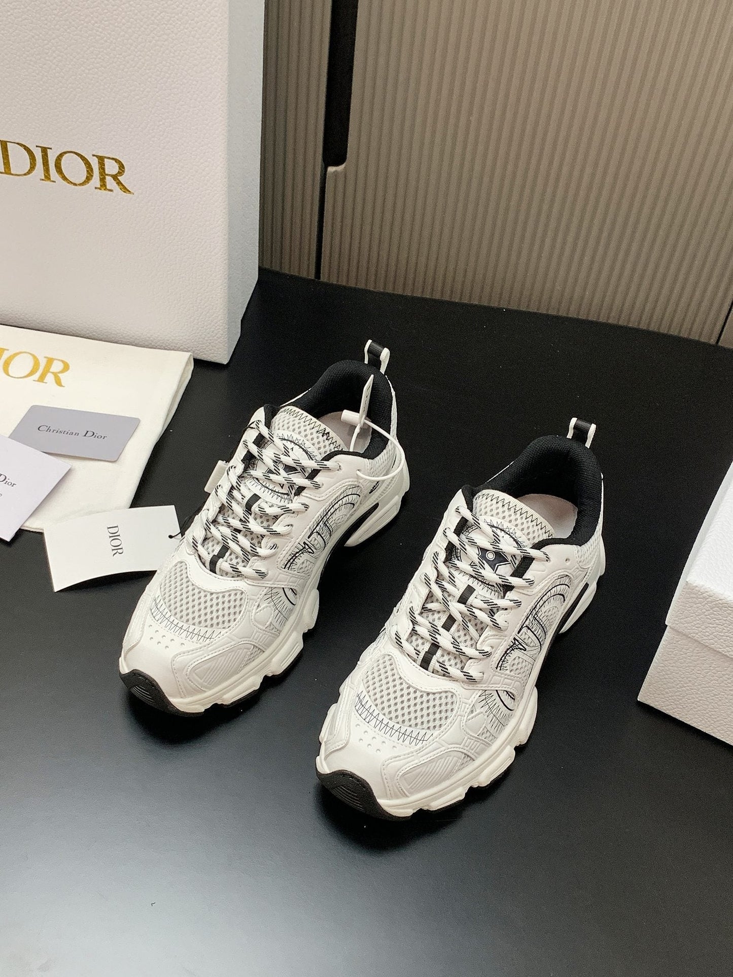 CD Chrono Sneaker White Black Mesh Calfskin 905015