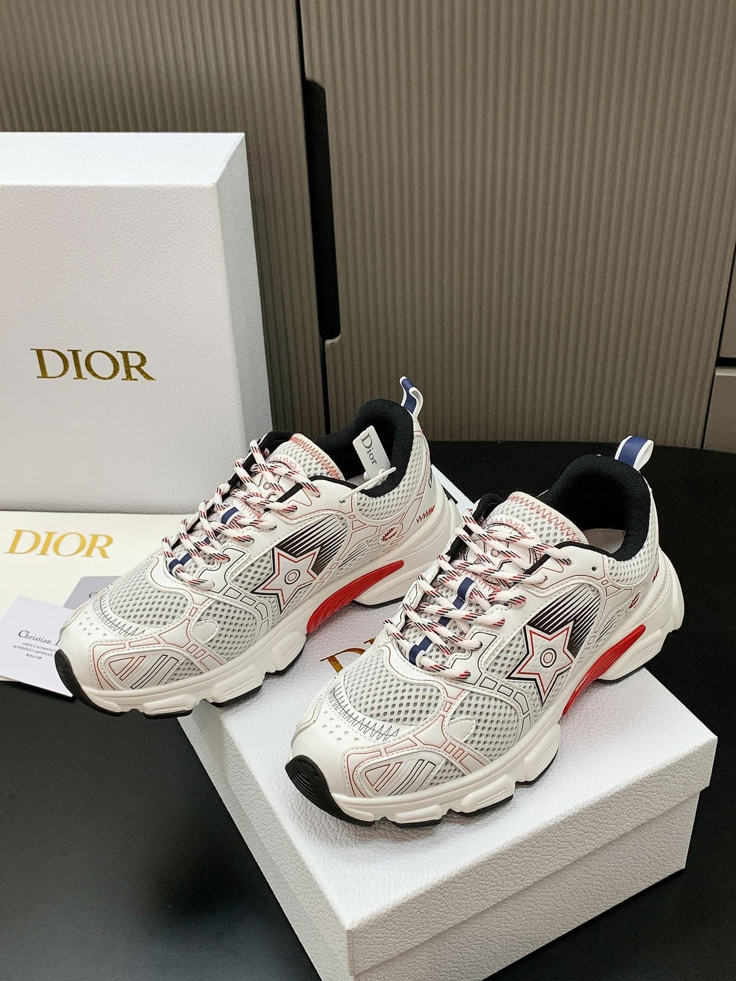 CD Chrono Sneaker White Red Mesh Calfskin 905017