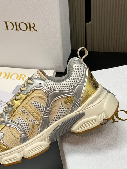 CD Chrono Sneaker Gold Sliver Mesh Calfskin 905021
