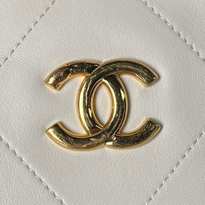CC 2025 Hobo Bag White Calfskin Gold Hardware 298486