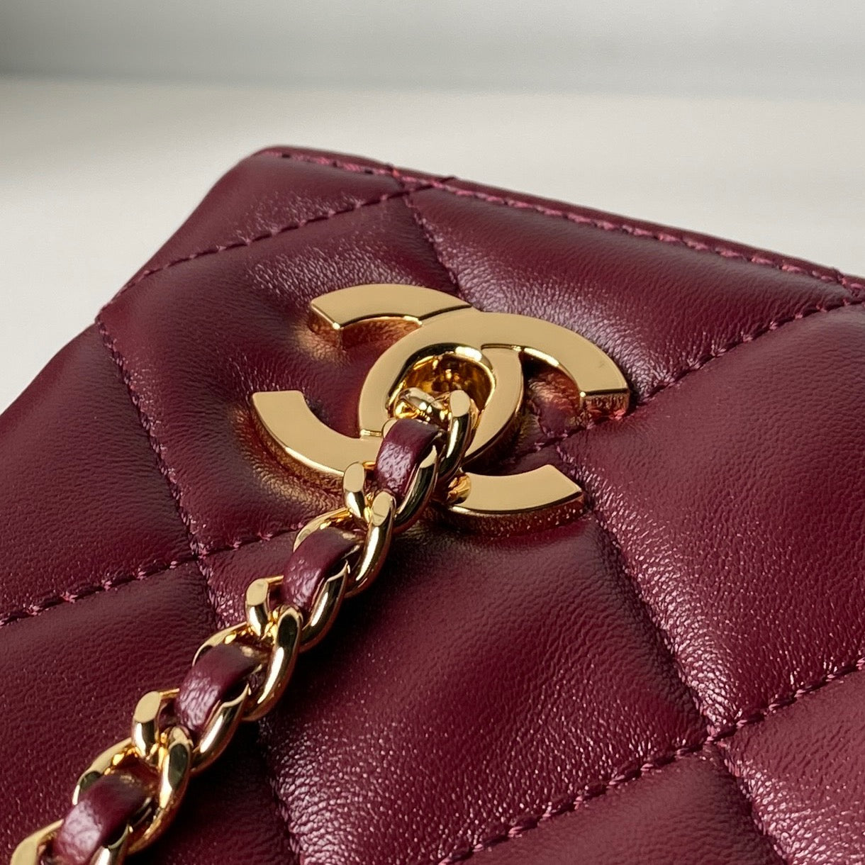 Chanel 2026 Shopping Bag 24.5cm Burgundy Lambskin