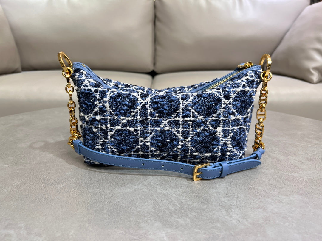 Dior 2026 Star Hobo Bag With Chain 28.5cm Tweed Leather