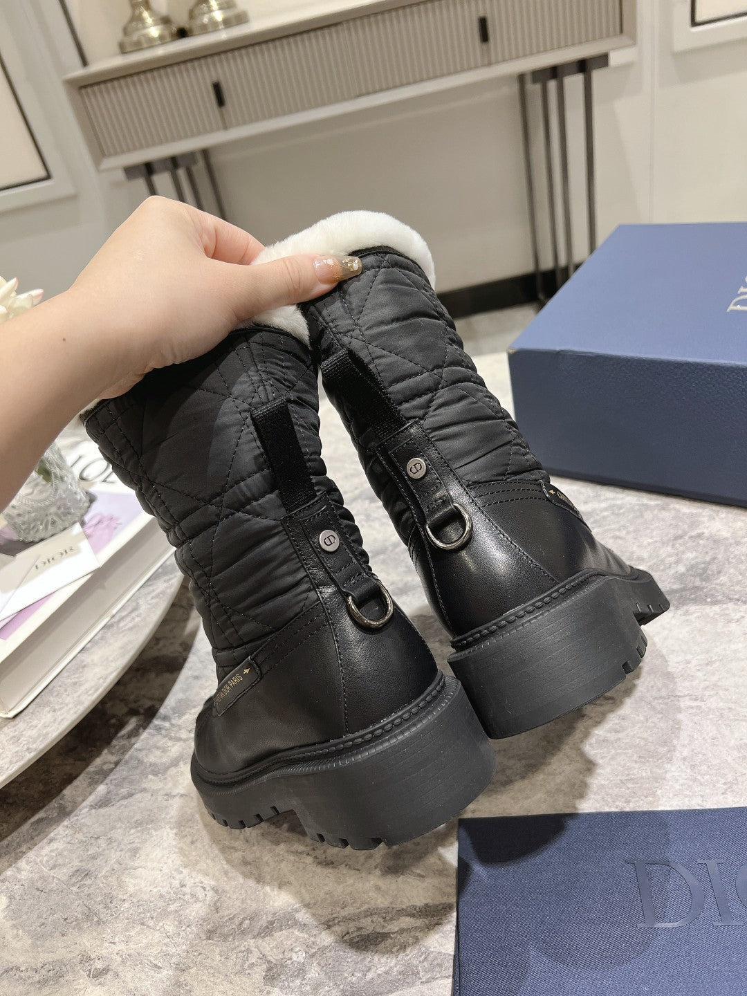CD Frozen-D Ankle Boot Black Fleece Lining And Mackintosh And Calfskin