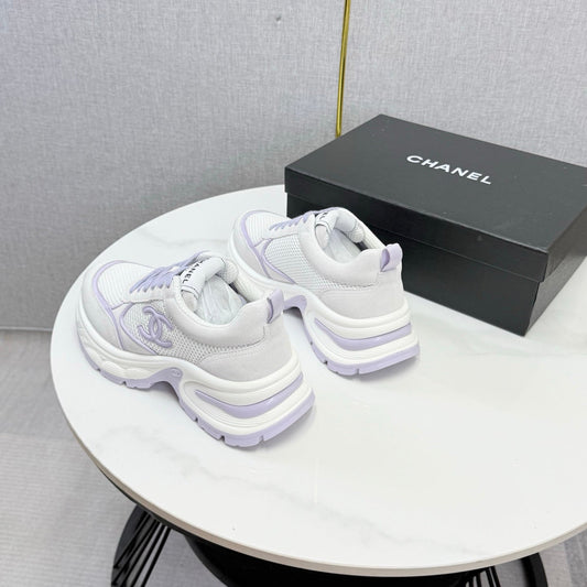 CC 26s Casual Sneakers White Light Pink Mesh Suede 865839