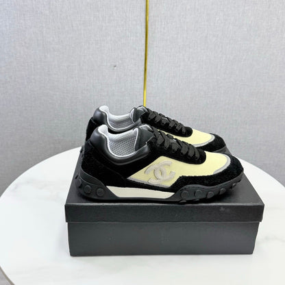 CC 26s Casual Sneakers Cream Black Suede Calfskin 972882