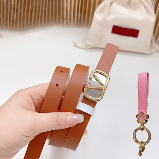 Gold Vlogo and Silver Hardware Buckle Tan White Calfskin 20mm