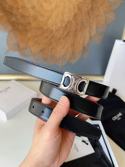 CELINE 26S BELT 25 MM IN BLACK AND BROWN CALFSKIN 636400
