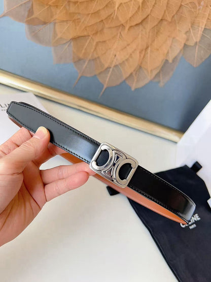 CELINE 26S BELT 25 MM IN BLACK AND BROWN CALFSKIN 636400