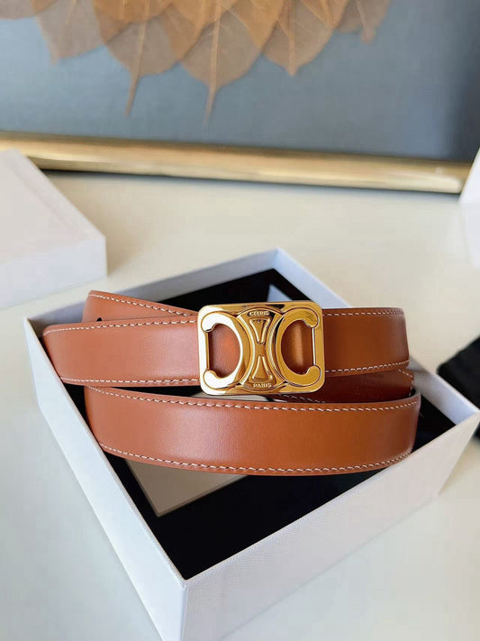 CELINE 26S BELT 25 MM IN BLACK AND BROWN CALFSKIN 636401