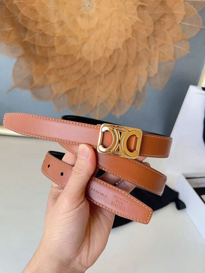 CELINE 26S BELT 25 MM IN BLACK AND BROWN CALFSKIN 636401