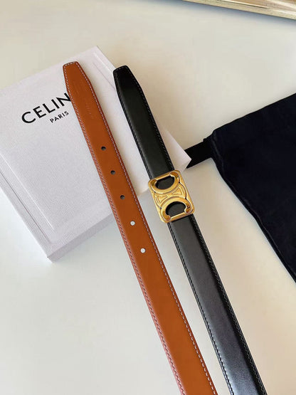 CELINE 26S BELT 25 MM IN BLACK AND BROWN CALFSKIN 636401