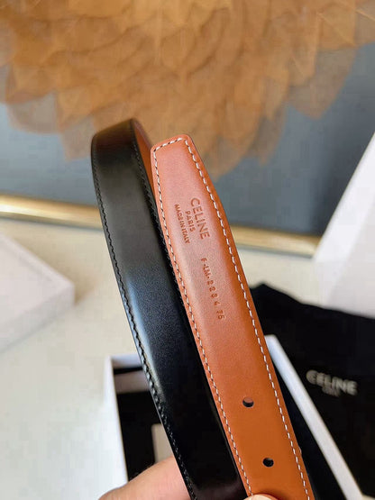 CELINE 26S BELT 25 MM IN BLACK AND BROWN CALFSKIN 636402
