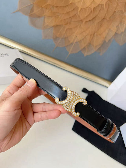 CELINE 26S BELT 25 MM IN BLACK AND BROWN CALFSKIN 636403